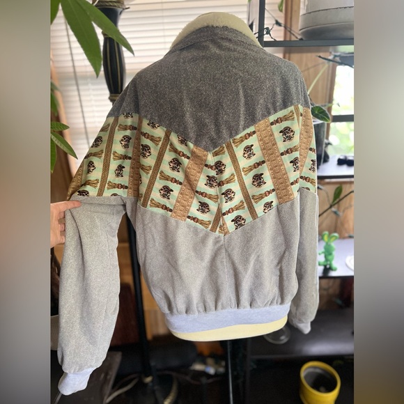 velour tired print jacket bomber unisex unique print - Picture 6 of 8